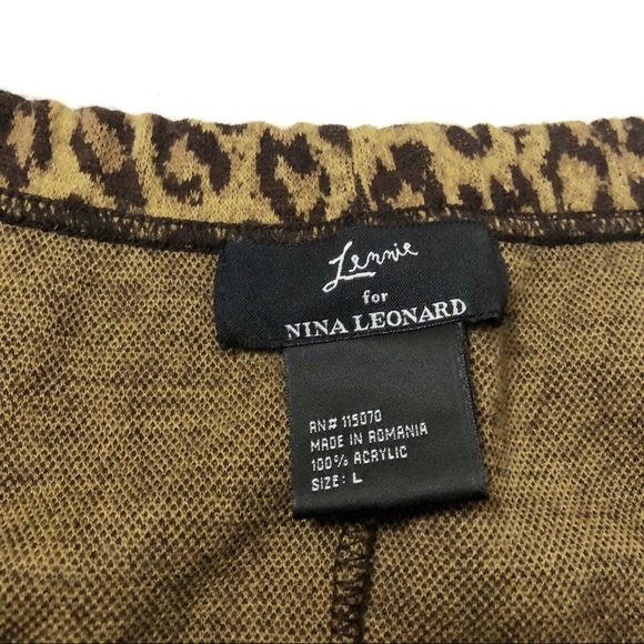 SOLD! LENNIE FOR NINA LEONARD Knit Skirt Leopard - Picture 2 of 6